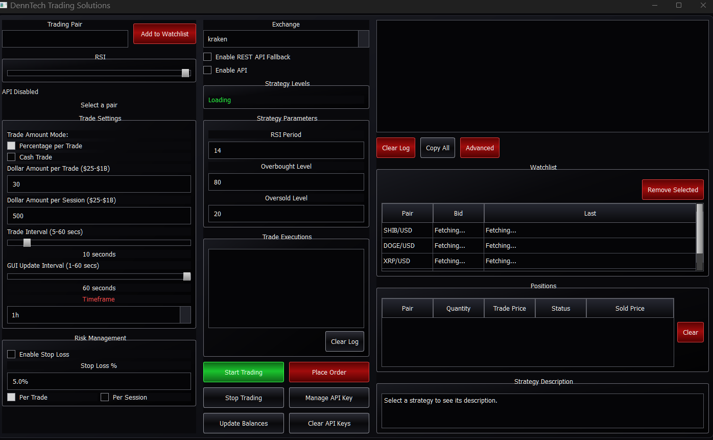 Version 4.1 – Arbitrage, Market Making & Trend Following trading interface preview