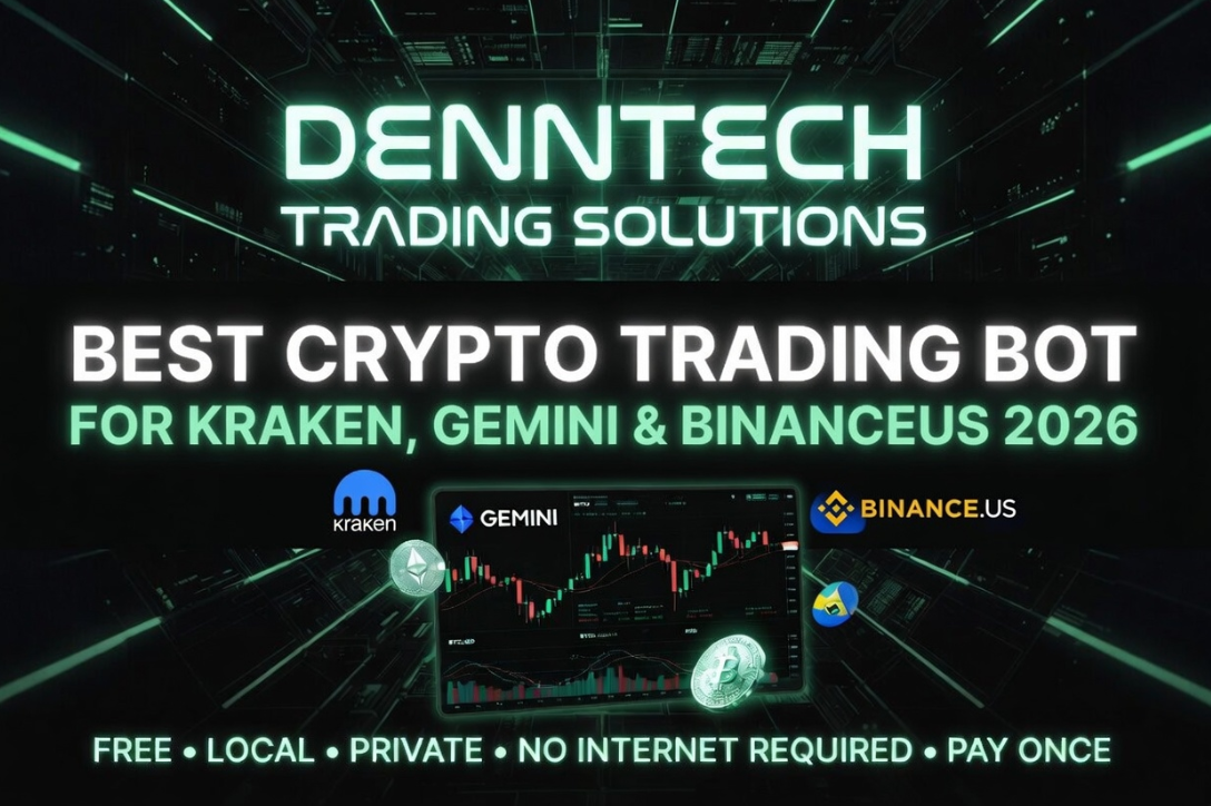 DennTech crypto trading bot connected to kraken, gemini and Binance.US with strategy controls