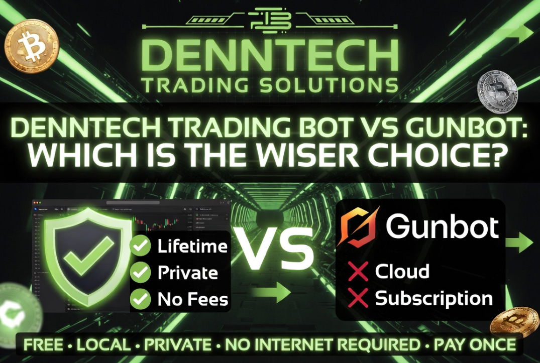 "Denntech Trading Bot vs Gunbot 2026: Honest Comparison. Why local lifetime license beats subscription trading bots."